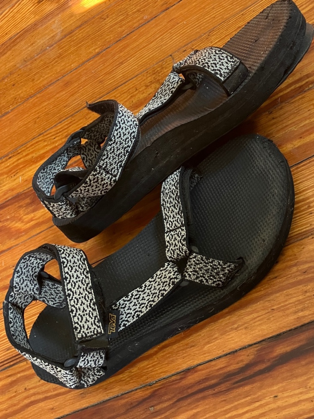 Teva Midform Universal Sandals Boho White Black Platform Size 9